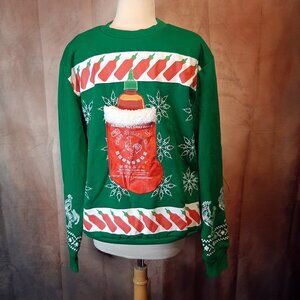 Sriracha Ugly Christmas Sweatshirt Hot Chili Sauce Sweater Green unisex Small